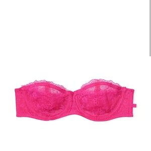 36F 36DDD Lace Strapless Bra - Pink